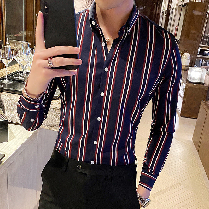 Men's Striped Long Sleeve Casual Shirt