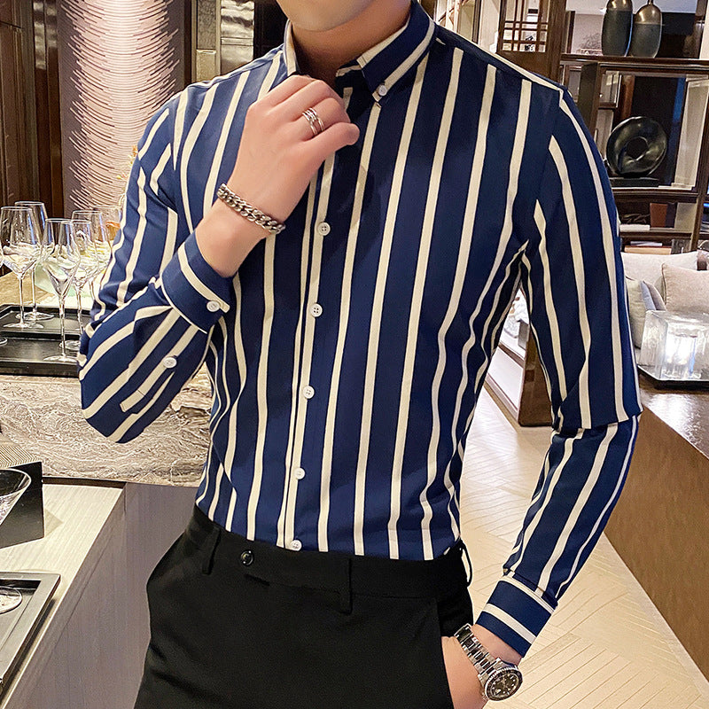 Men's Striped Long Sleeve Casual Shirt