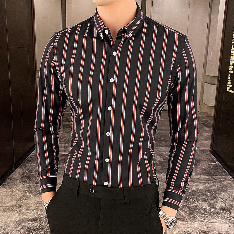 Men's Striped Long Sleeve Casual Shirt