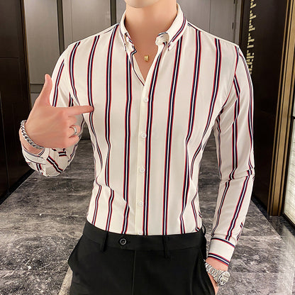 Men's Striped Long Sleeve Casual Shirt