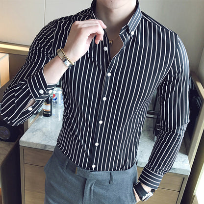 Men's Striped Long Sleeve Casual Shirt