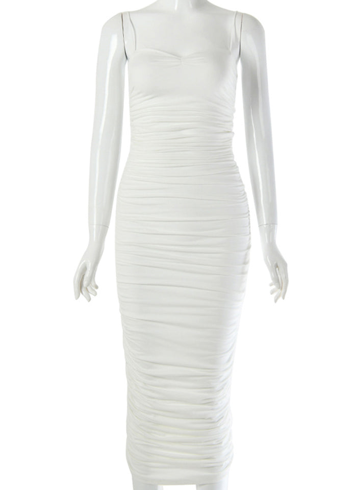 Robe mi-longue sans manches à col bas