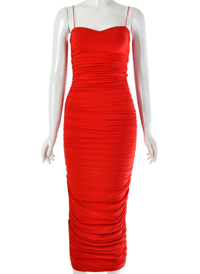 Robe mi-longue sans manches à col bas