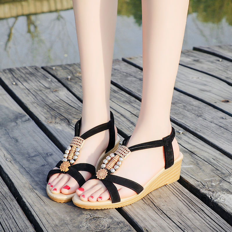 Korean Style Ladies Flat Wedge Sandals