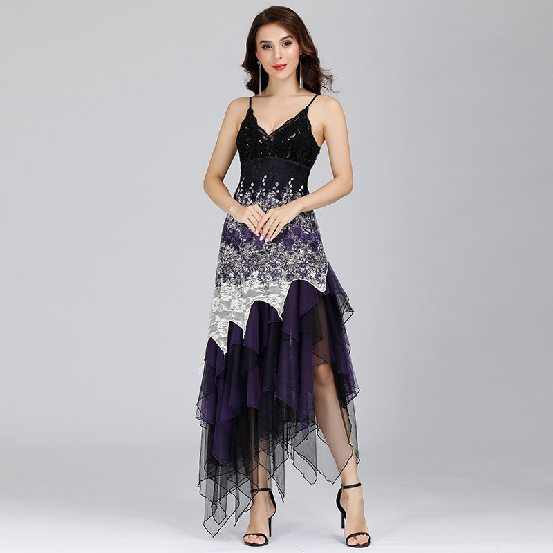 Túnica Mujer Vestidos de fiesta Brillante Strass Sundress Disfraz