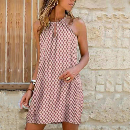 Women's Sexy Sling Hanging Neck Print Dress