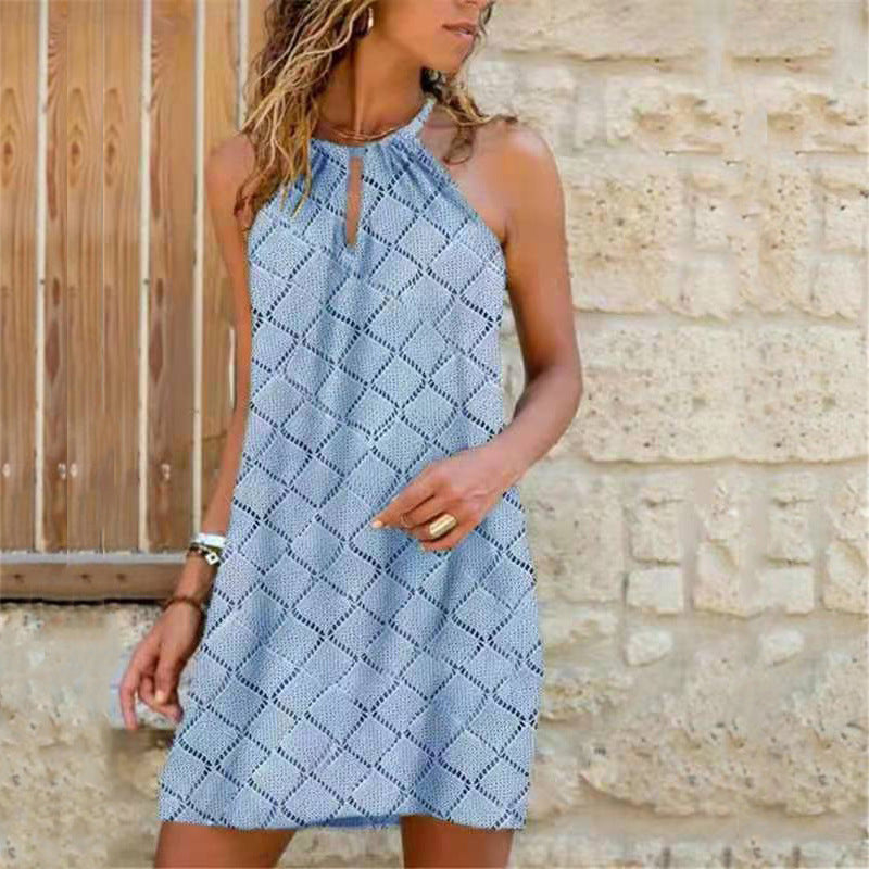 Women's Sexy Sling Hanging Neck Print Dress