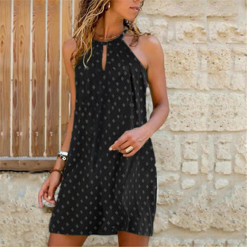 Women's Sexy Sling Hanging Neck Print Dress