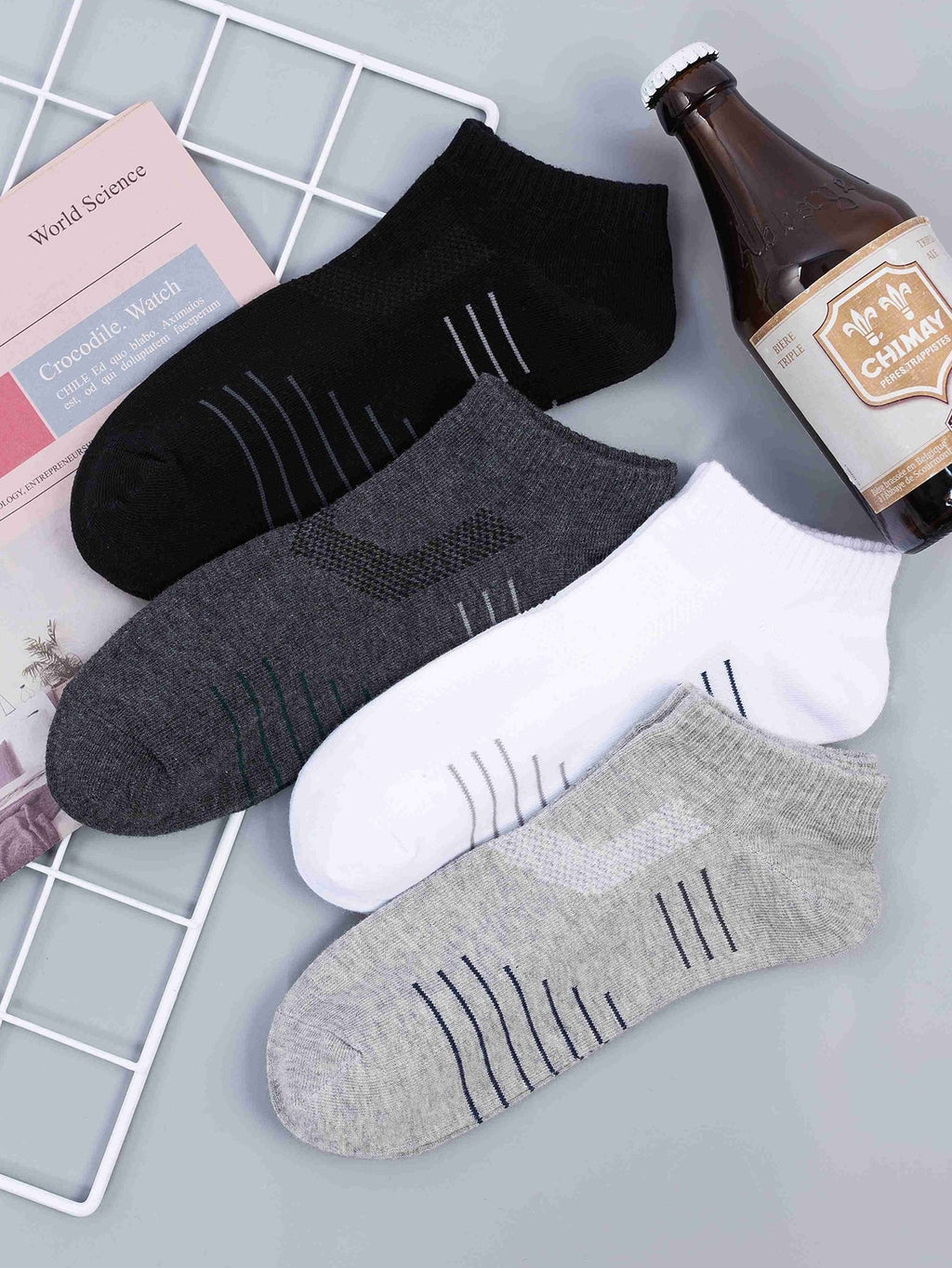 4pairs Men Striped Ankle Socks