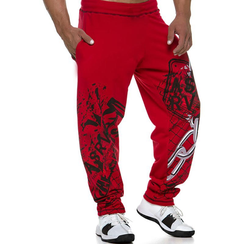 Printed Elastic Waist Outdoor Running Training Sweatpants
