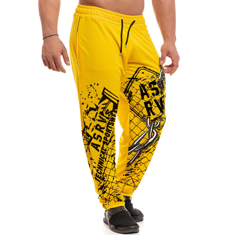 Printed Elastic Waist Outdoor Running Training Sweatpants