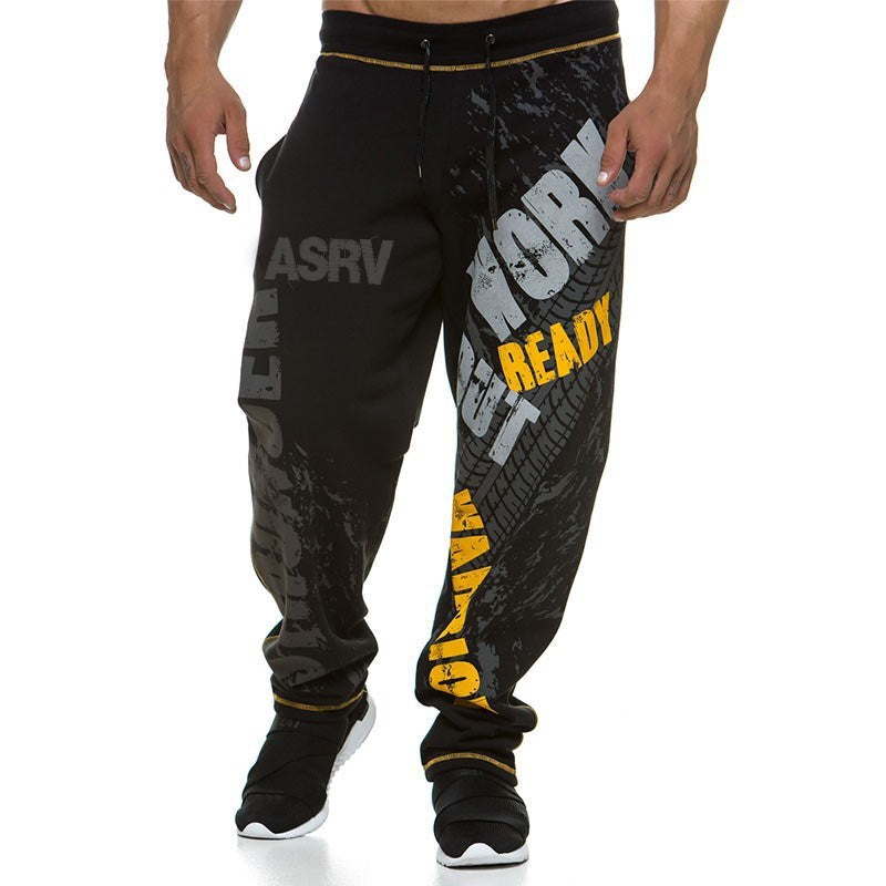 Printed Elastic Waist Outdoor Running Training Sweatpants