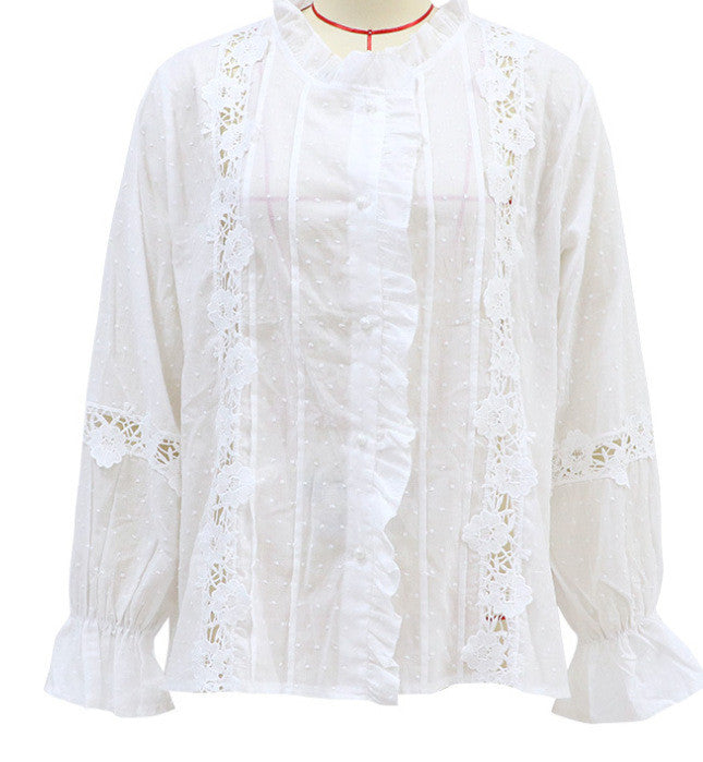 Camisa de manga larga con cuello alto y botonadura sencilla