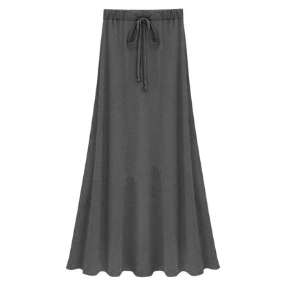 Large A-Line Skirt, High-Waisted Skirt, Slit Long Skirt, Over-The-Knee Skirt