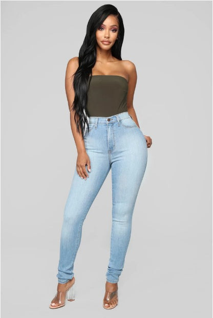 Women Stretch Jeans High-Waisted Trousers