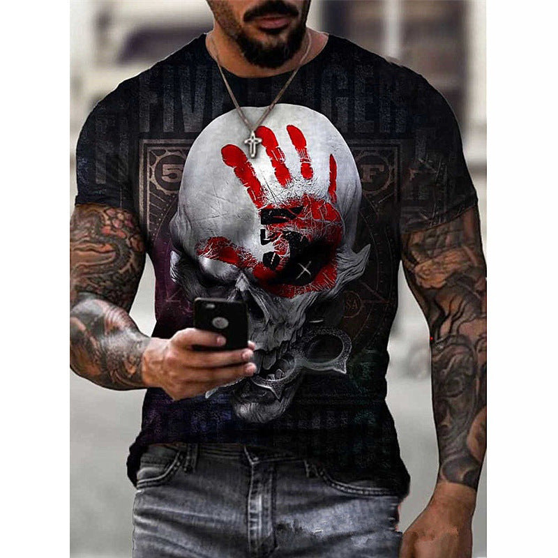 Camiseta de hombre con estampado de bandera de calavera