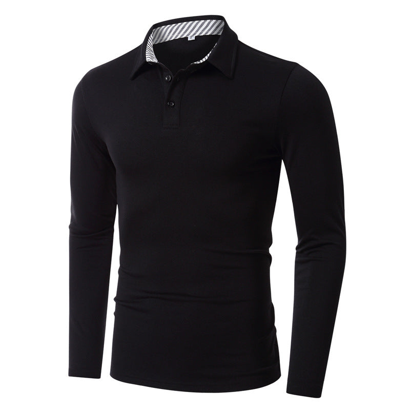 Lapel Men's Long-Sleeved Polo Shirt