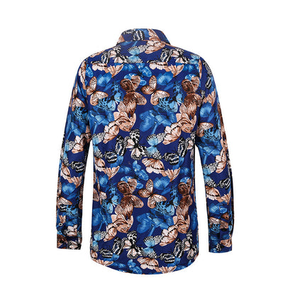 Men's Printed Shirt Casual Long-Sleeved Shirt