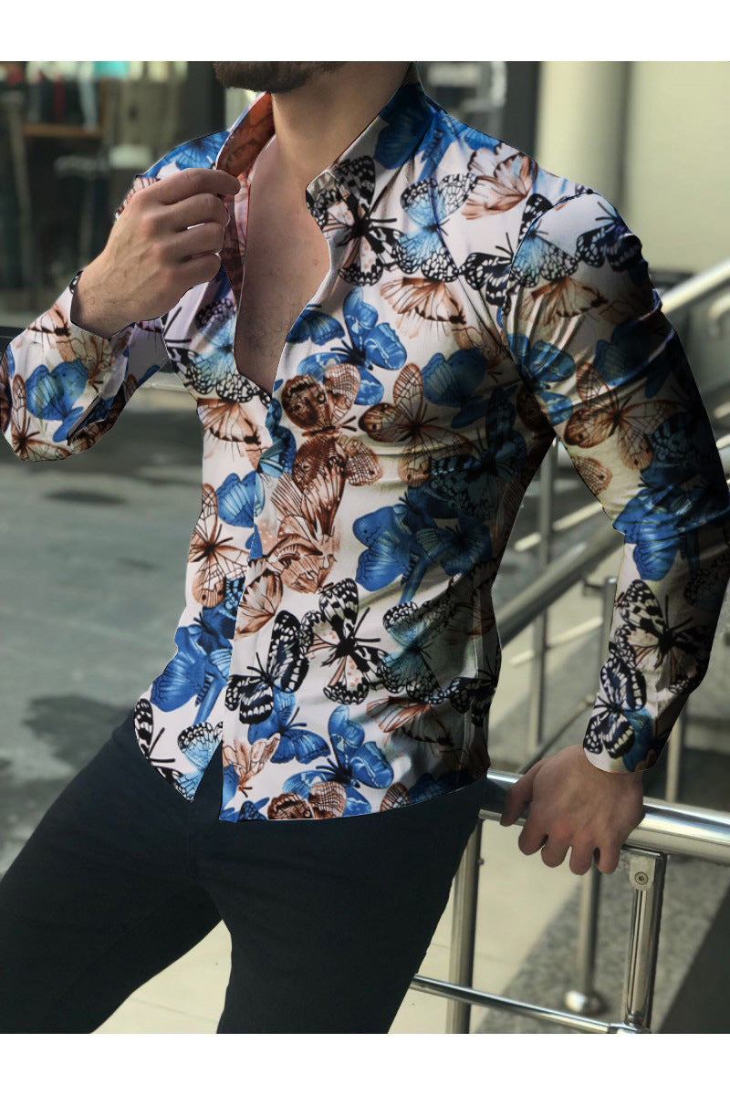 Camisa estampada para hombre Camisa casual de manga larga