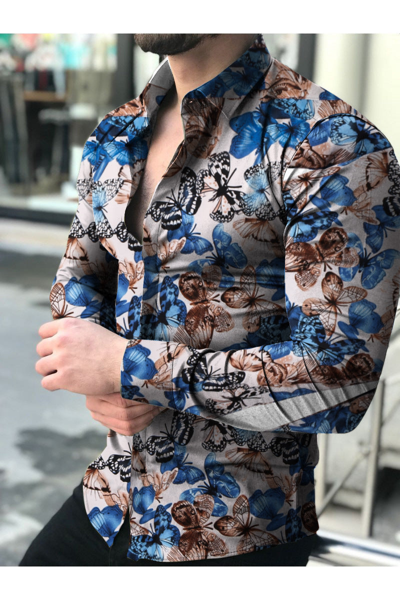 Camisa estampada para hombre Camisa casual de manga larga