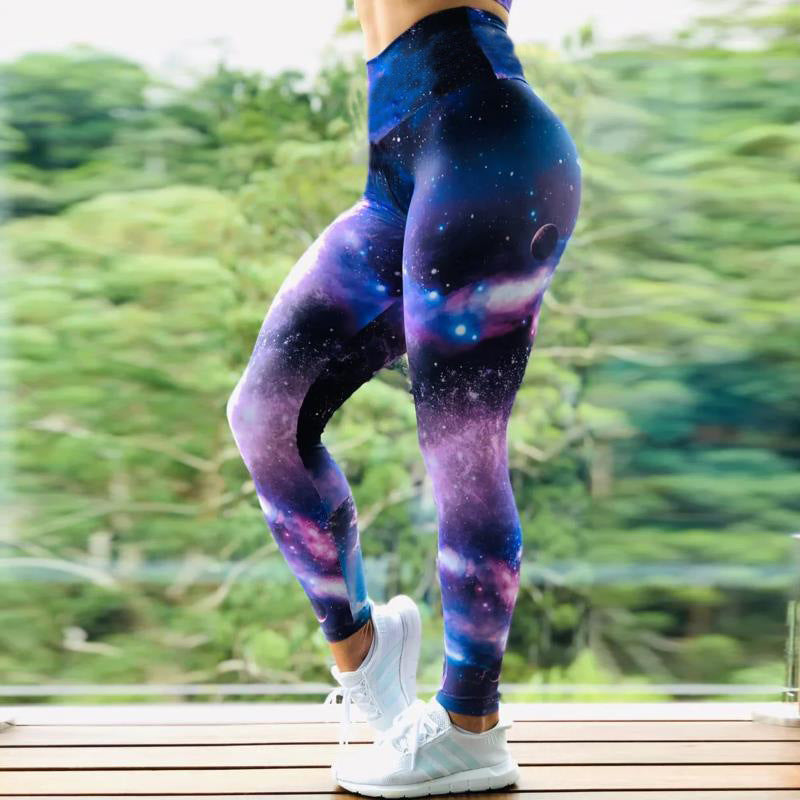 Leggings de sport à haute élasticité de fitness formant des jambières de yoga à taille haute à motif d'encre abstraite