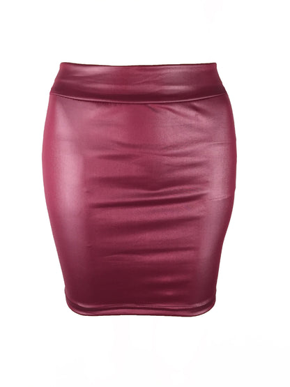 Korean Women'S Bottoming Skirt, Matte Faux Leather Skirt, Imitation Pu Bag Hip Skirt