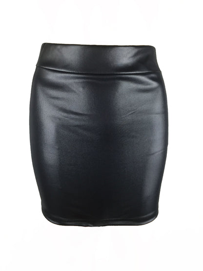 Korean Women'S Bottoming Skirt, Matte Faux Leather Skirt, Imitation Pu Bag Hip Skirt