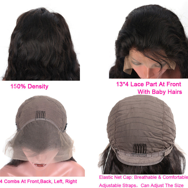 Peluca de cabello humano completo de color natural Cordón frontal de 13x4