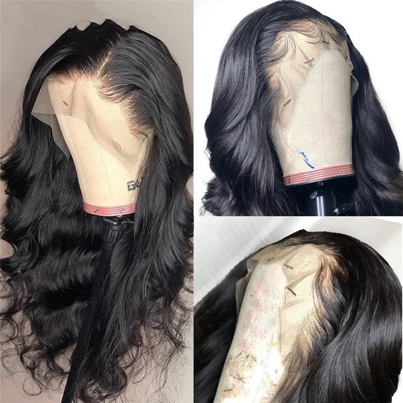 Peluca de cabello humano completo de color natural Cordón frontal de 13x4