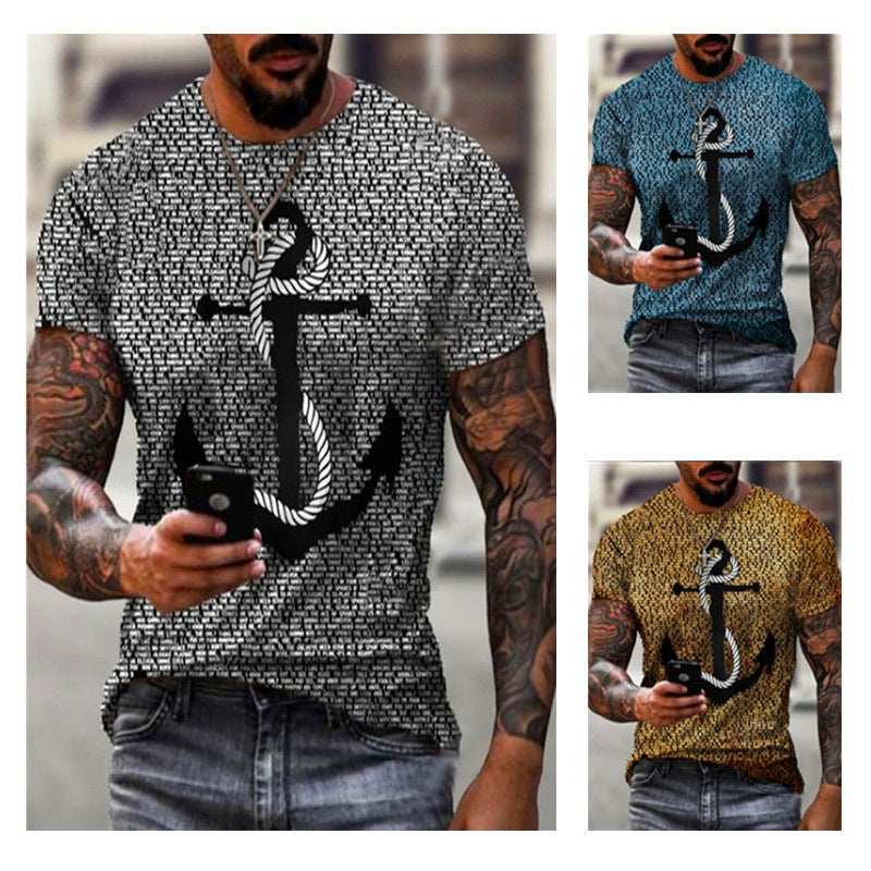 Vintage Anchor Loose Digital Print Short Sleeve