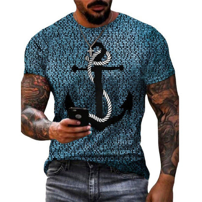 Vintage Anchor Loose Digital Print Short Sleeve