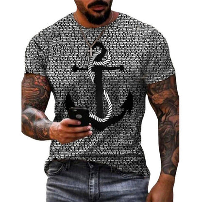 Vintage Anchor Loose Digital Print Short Sleeve