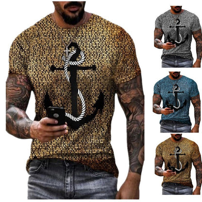 Vintage Anchor Loose Digital Print Short Sleeve