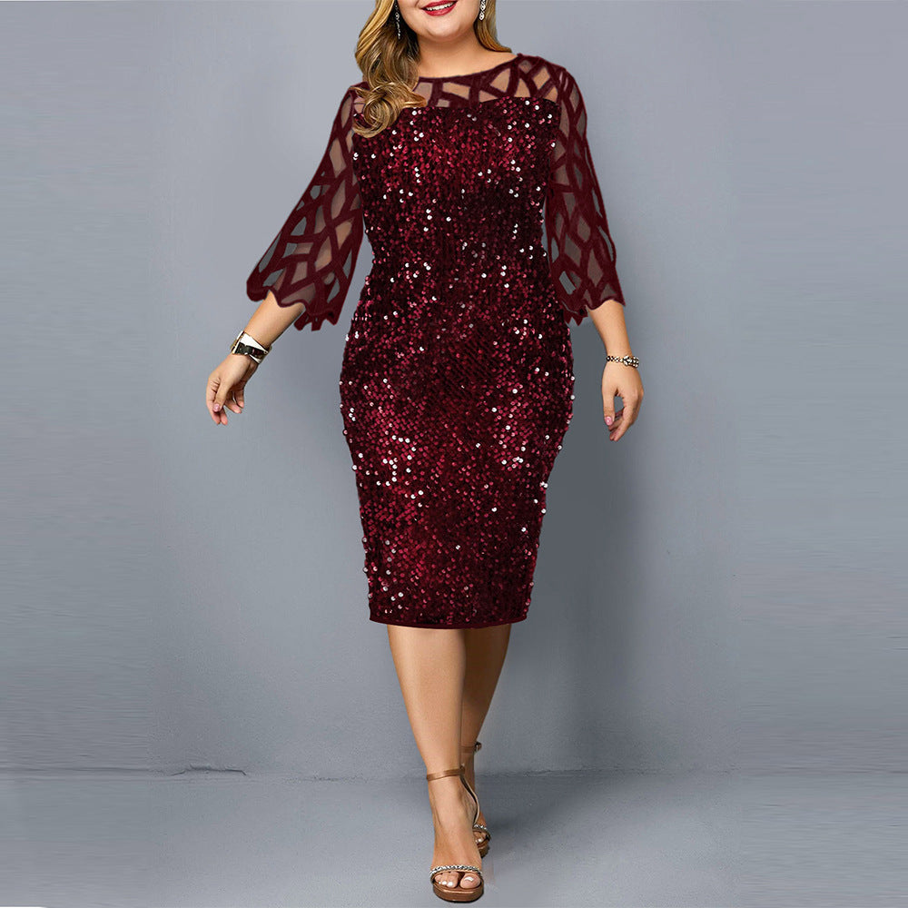 Robes de soirée Robe de boîte de nuit pour femmes grande taille à sequins