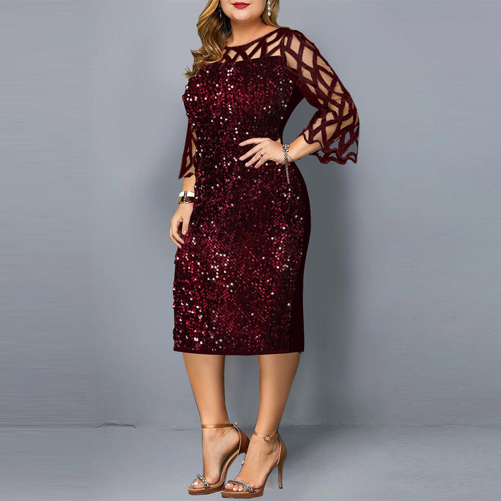 Party Dresses Sequin Plus Size Women's Night Club Dress