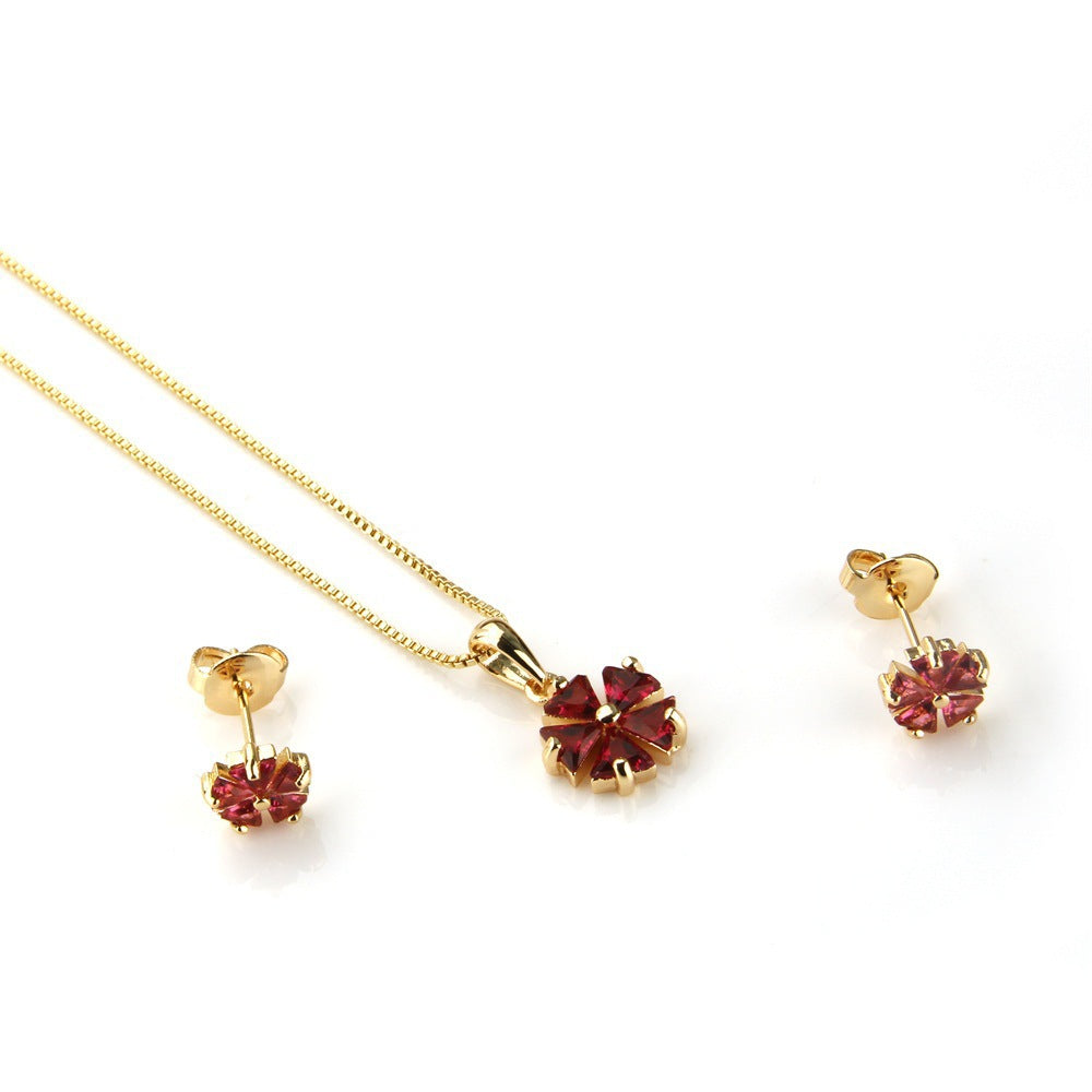 Cubic Zirconia Clover Clous d'oreilles et colliers pendentifs