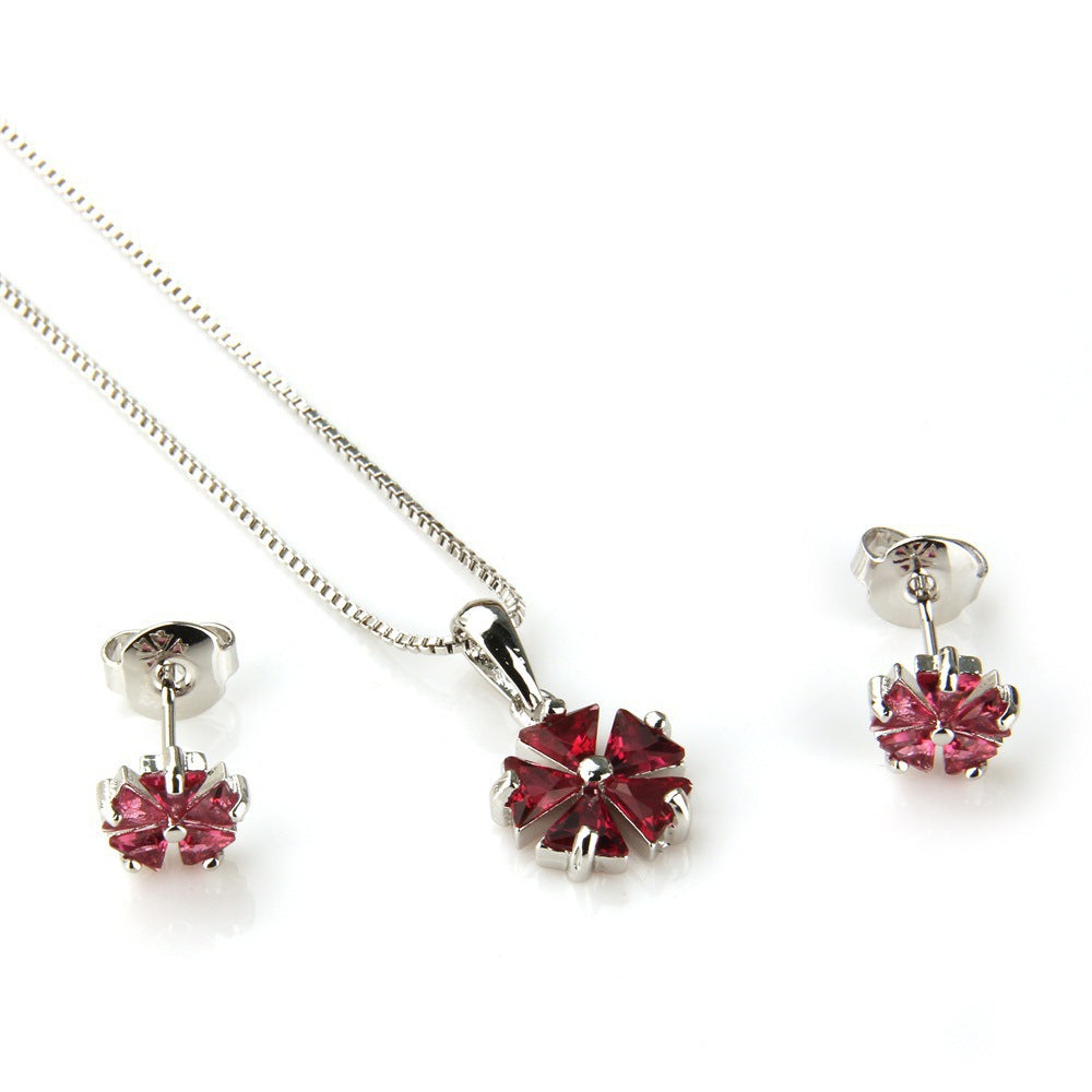 Cubic Zirconia Clover Clous d'oreilles et colliers pendentifs