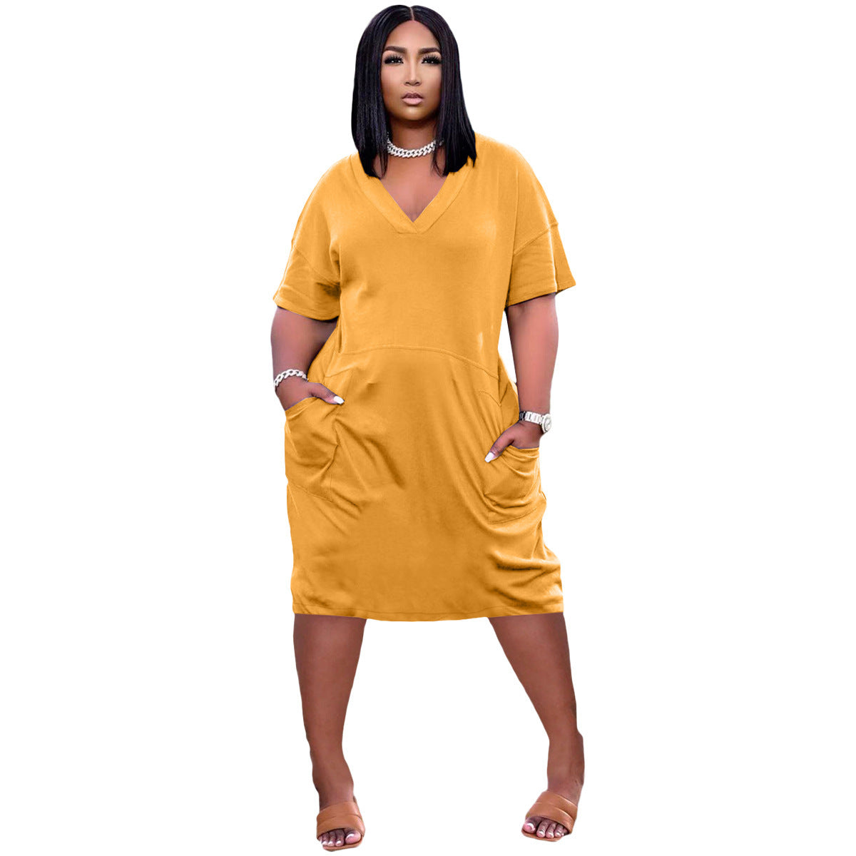 Women V-neck Casual Dress