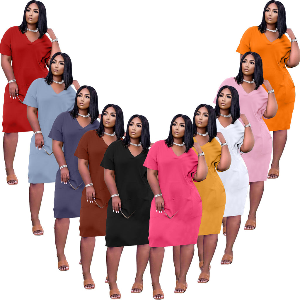 Women V-neck Casual Dress