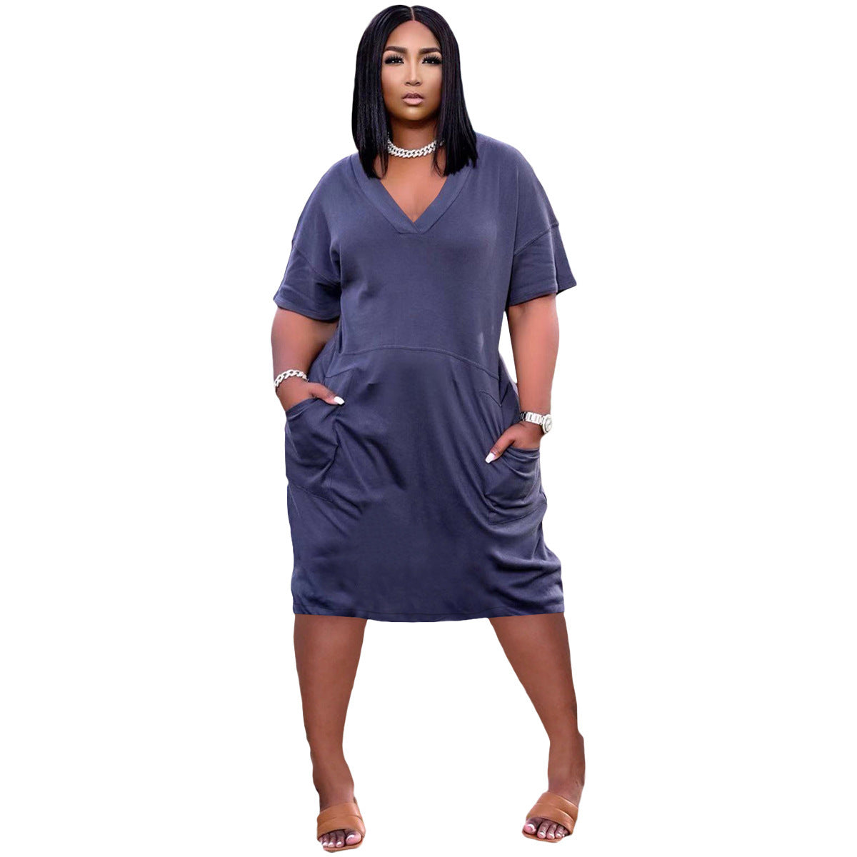 Women V-neck Casual Dress