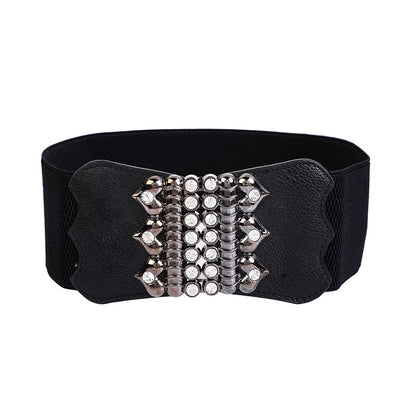 Ceinture décorative élastique à taille large pour dames à la mode