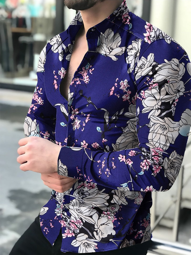 Camisa estampada para hombre Camisa casual de manga larga