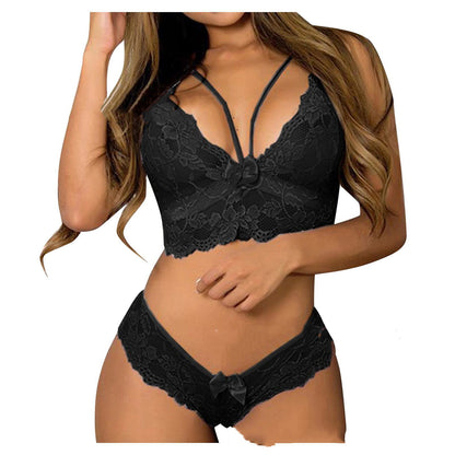 Mujeres sexy Tallas grandes Lencería Corsé Encaje Floral Bralette Sujetador Ropa interior de dos piezas Lencería sexy