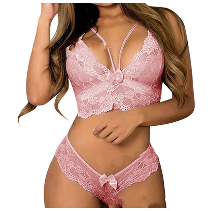 Mujeres sexy Tallas grandes Lencería Corsé Encaje Floral Bralette Sujetador Ropa interior de dos piezas Lencería sexy