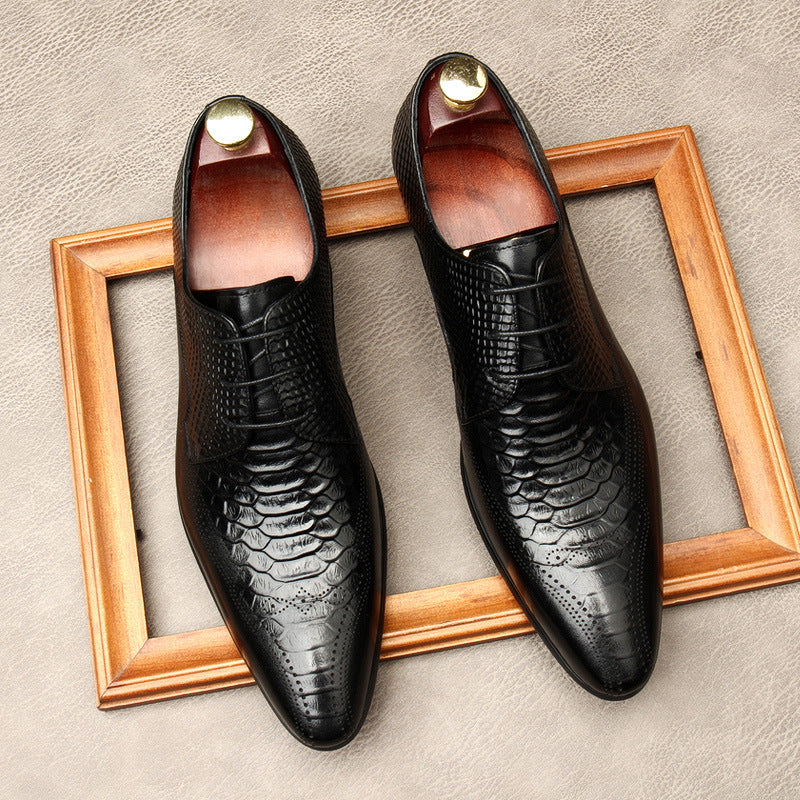 Chaussures en cuir formelles à motif crocodile pour hommes 