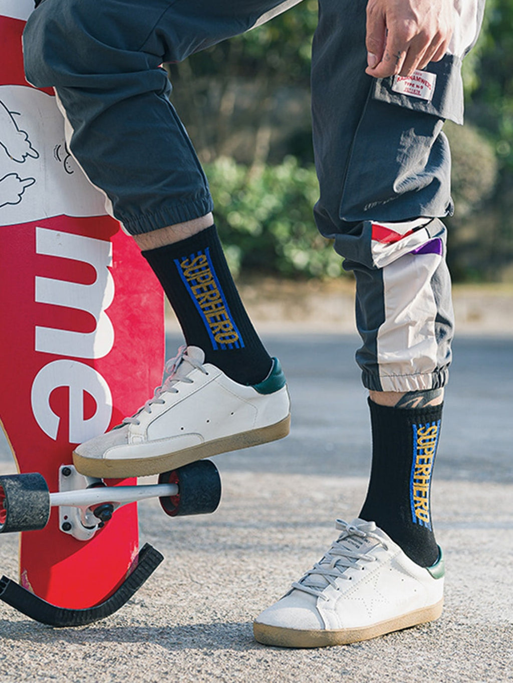 4pairs Men Letter Graphic Crew Socks