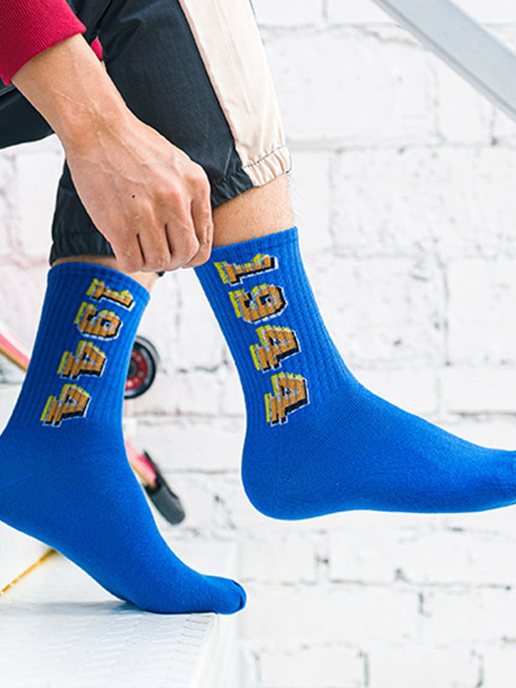 4pairs Men Letter Graphic Crew Socks