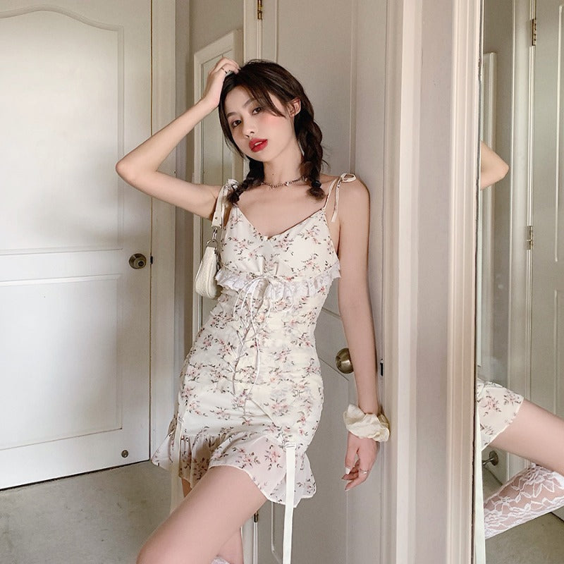 Floral Sling Retro Skirt Dress