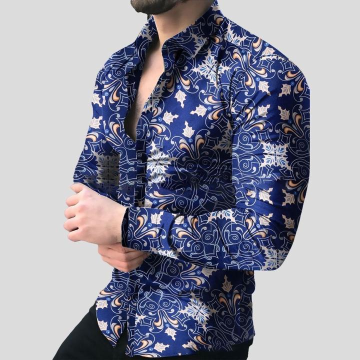 Men's Printed Shirt Casual Long-Sleeved Shirt