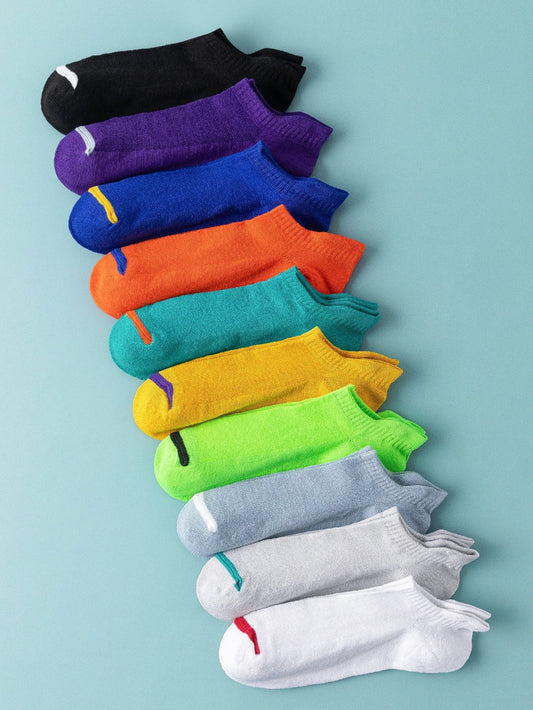 10pairs Men Solid Ankle Socks